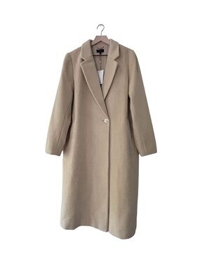 Quince Italian Wool Classic Single-Breasted Coat Heather Macadamia Large NWT